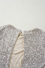 Load image into Gallery viewer, Silvery Sequin Puff Sleeve Cutout Back Blouse - Fashion Queen -  13

