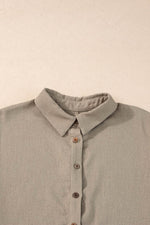 Load image into Gallery viewer, Simply Taupe Collared Half Buttons Folded Short Sleeve Oversize Top - Fashion Queen -  14

