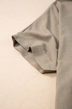 Load image into Gallery viewer, Simply Taupe Collared Half Buttons Folded Short Sleeve Oversize Top - Fashion Queen -  17
