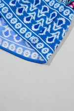 Load image into Gallery viewer, Sky Blue Bohemian Print Tie Neck Ruffle Hem Short Dress - Fashion Queen -  11
