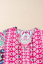Load image into Gallery viewer, Sky Blue Bohemian Print Tie Neck Ruffle Hem Short Dress - Fashion Queen -  25
