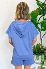 Load image into Gallery viewer, Sky Blue Casual Zipped Short Sleeve Hoodie and Shorts Set - Fashion Queen -  20
