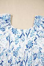 Load image into Gallery viewer, Sky Blue Floral Print Sweetheart Neck Plus Size Midi Dress - Fashion Queen -  12
