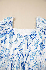 Load image into Gallery viewer, Sky Blue Floral Print Sweetheart Neck Plus Size Midi Dress - Fashion Queen -  13
