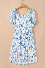 Load image into Gallery viewer, Sky Blue Floral Print Sweetheart Neck Plus Size Midi Dress - Fashion Queen -  9

