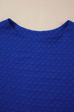 Load image into Gallery viewer, Sky Blue Jacquard Textured Buttoned Tee and Shorts Set - Fashion Queen -  10
