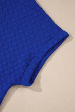 Load image into Gallery viewer, Sky Blue Jacquard Textured Buttoned Tee and Shorts Set - Fashion Queen -  13
