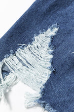 Load image into Gallery viewer, Sky Blue Light Wash Distressed Frayed Long Denim Jacket - Fashion Queen -  10
