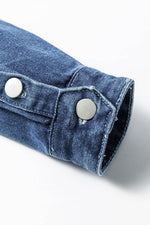 Load image into Gallery viewer, Sky Blue Light Wash Distressed Frayed Long Denim Jacket - Fashion Queen -  13
