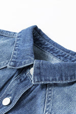 Load image into Gallery viewer, Sky Blue Light Wash Distressed Frayed Long Denim Jacket - Fashion Queen -  14
