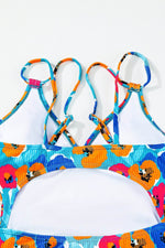 Load image into Gallery viewer, Sky Blue Orange Adjustable Straps Ribbed Knit One Piece Swimsuit - Fashion Queen -  22
