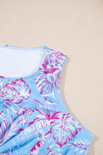 Load image into Gallery viewer, Sky Blue Plus Size Floral Print Twisted High Waist Bikini Set - Fashion Queen -  13

