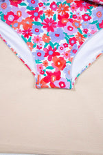 Load image into Gallery viewer, Sky Blue Plus Size Floral Print Twisted High Waist Bikini Set - Fashion Queen -  24
