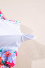 Load image into Gallery viewer, Sky Blue Plus Size Floral Print Twisted High Waist Bikini Set - Fashion Queen -  26
