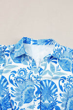 Load image into Gallery viewer, Sky Blue Retro Floral Print Drawstring Waist Ruffled Mini Dress - Fashion Queen -  7

