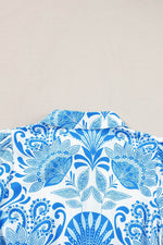 Load image into Gallery viewer, Sky Blue Retro Floral Print Drawstring Waist Ruffled Mini Dress - Fashion Queen -  8
