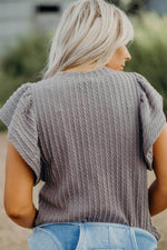 Load image into Gallery viewer, Sleet Solid Color Textured Flutter Sleeve Top - Fashion Queen -  15
