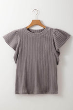 Load image into Gallery viewer, Sleet Solid Color Textured Flutter Sleeve Top - Fashion Queen -  17
