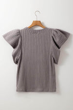 Load image into Gallery viewer, Sleet Solid Color Textured Flutter Sleeve Top - Fashion Queen -  18
