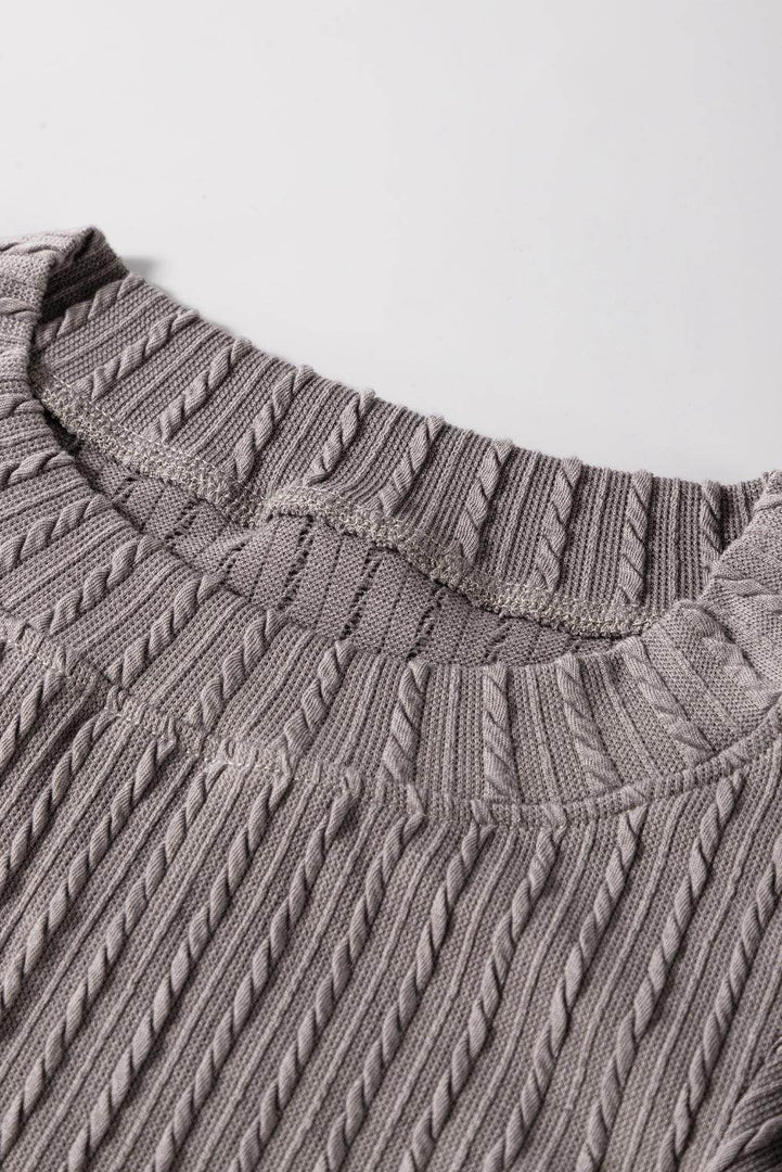 Sleet Solid Color Textured Flutter Sleeve Top - Fashion Queen -  19