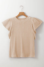Load image into Gallery viewer, Sleet Solid Color Textured Flutter Sleeve Top - Fashion Queen -  24
