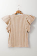 Load image into Gallery viewer, Sleet Solid Color Textured Flutter Sleeve Top - Fashion Queen -  25
