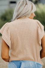 Load image into Gallery viewer, Sleet Solid Color Textured Flutter Sleeve Top - Fashion Queen -  5
