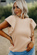 Load image into Gallery viewer, Sleet Solid Color Textured Flutter Sleeve Top - Fashion Queen -  6
