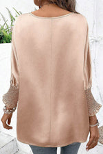 Load image into Gallery viewer, Smoke Gray Shirred Dolman Sleeve Satin Blouse - Fashion Queen -  2
