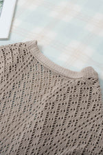 Load image into Gallery viewer, Smoke Gray Solid Color Pointelle Knit Open Front Cardigan - Fashion Queen -  11
