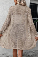 Load image into Gallery viewer, Smoke Gray Solid Color Pointelle Knit Open Front Cardigan - Fashion Queen -  2
