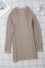 Load image into Gallery viewer, Smoke Gray Solid Color Pointelle Knit Open Front Cardigan - Fashion Queen -  7
