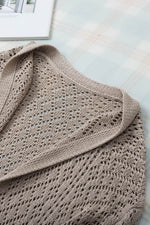Load image into Gallery viewer, Smoke Gray Solid Color Pointelle Knit Open Front Cardigan - Fashion Queen -  9
