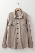 Load image into Gallery viewer, Smoke Gray Solid Corded Drop Shoulder Plus Size Shacket - Fashion Queen -  3

