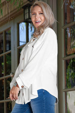 Load image into Gallery viewer, Smoke Gray Solid Corded Drop Shoulder Plus Size Shacket - Fashion Queen -  6
