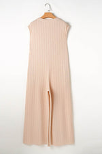 Load image into Gallery viewer, Smoke Gray Textured Buttoned Wide Leg Sleeveless Jumpsuit - Fashion Queen -  12
