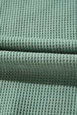 Load image into Gallery viewer, Smoke Green Acid Wash Waffle Knit Buttoned Neckline Long Sleeve Top - Fashion Queen -  3

