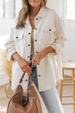 Load image into Gallery viewer, Solid Textured Flap Pocket Buttoned Shacket - Fashion Queen -  1

