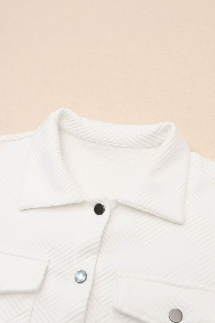 Solid Textured Flap Pocket Buttoned Shacket - Fashion Queen -  13