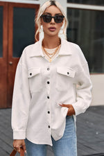 Load image into Gallery viewer, Solid Textured Flap Pocket Buttoned Shacket - Fashion Queen -  7
