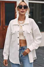 Load image into Gallery viewer, Solid Textured Flap Pocket Buttoned Shacket - Fashion Queen -  8
