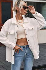 Load image into Gallery viewer, Solid Textured Flap Pocket Buttoned Shacket - Fashion Queen -  9
