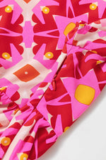 Load image into Gallery viewer, Strawberry Pink Geo Print V-neck Maxi Dress - Fashion Queen -  11
