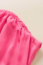 Load image into Gallery viewer, Strawberry Pink Ruched Sleeve V Neck Smock Waist Tiered Ruffled Dress - Fashion Queen -  16

