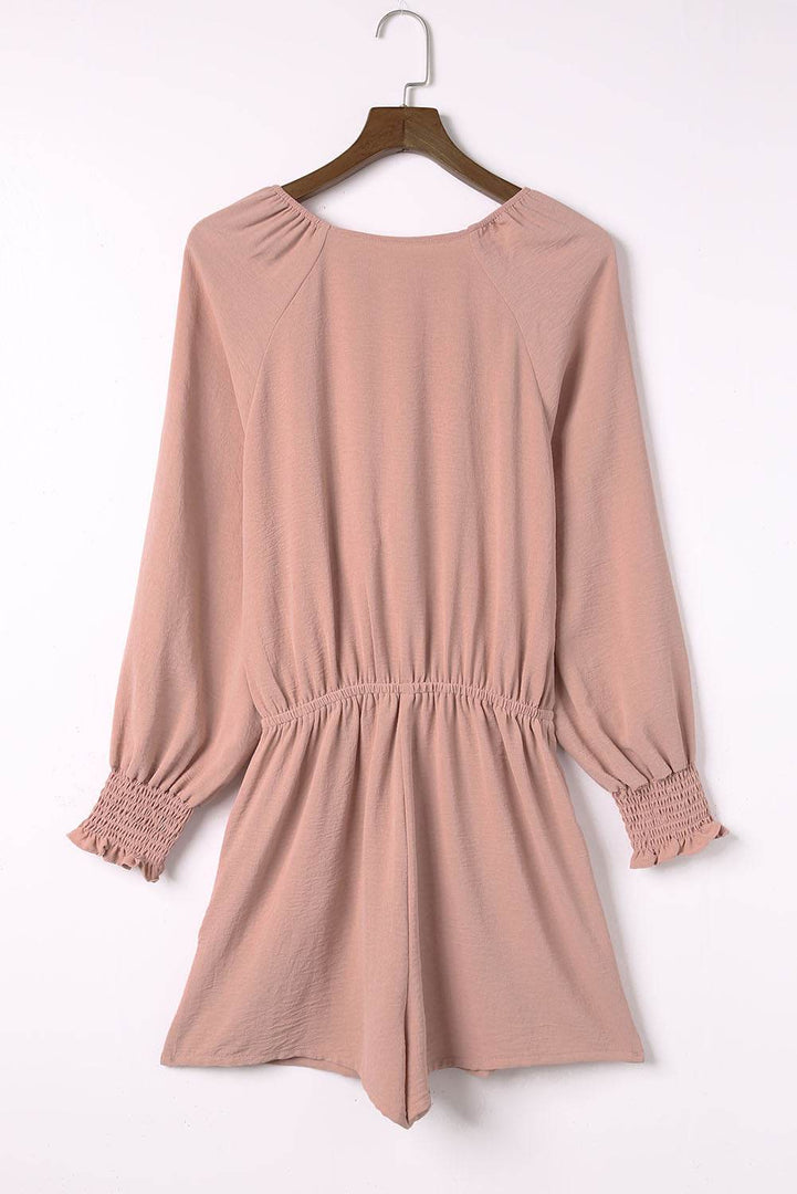 Tie Knot Puff Long Sleeve Romper - Fashion Queen -  5