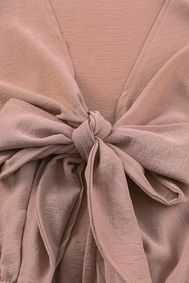 Tie Knot Puff Long Sleeve Romper - Fashion Queen -  7