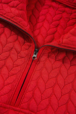Load image into Gallery viewer, Tomato Red Cable Textured Quarter Zip Pocketed Plus Size Pullover - Fashion Queen -  9
