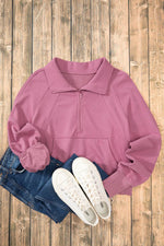 Load image into Gallery viewer, Valerian Quarter Zip Stand Neck Kangaroo Pocket Sweatshirt - Fashion Queen -  24
