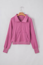 Load image into Gallery viewer, Valerian Quarter Zip Stand Neck Kangaroo Pocket Sweatshirt - Fashion Queen -  26
