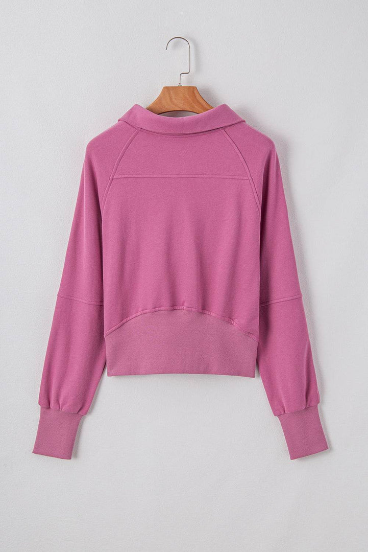 Valerian Quarter Zip Stand Neck Kangaroo Pocket Sweatshirt - Fashion Queen -  27